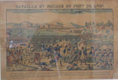 null Image d'Epinal réhaussée. Bataille et passage du pont de l'Odi..40 x 60 cm (à...