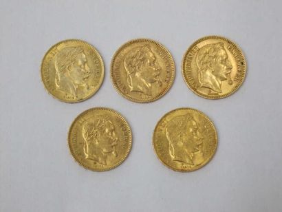 Napoléon III. 20 francs or, tête laurée,...