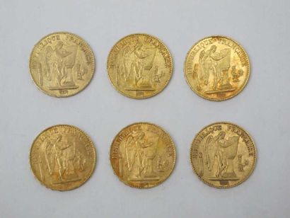 null IIIème République (1871-1940). 20 francs or,Génie, 1871, 1876, 1877 (2), 1896,...
