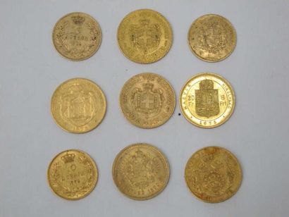ITALIE 10 Lire, Victorio Emmanuel II, Italie, 1883. Belgique. 20 francs Leopold II,...