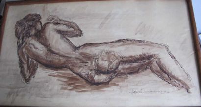 null DESSIN "COSSACEANU LAVRILLIER Margareta. (1893-1980).. Nue de dos, encre et...