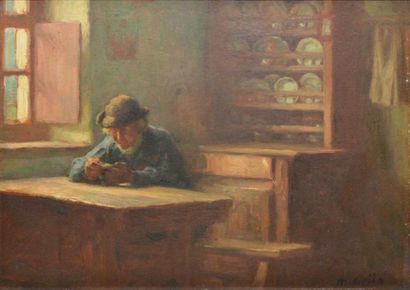 null TABLEAU MODERNE "GRÜN Maurice, 1869-1947, Paysan dans un intérieur, huile sur...