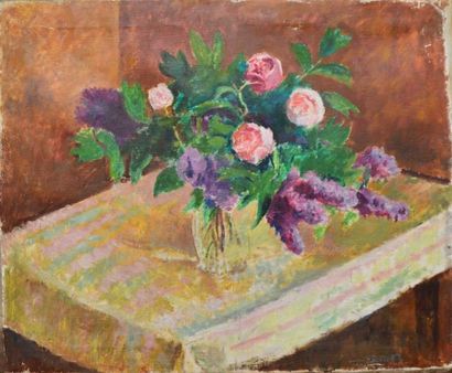 null TABLEAU MODERNE "VANIER Simon Claude (1903-1958). ""Bouquet printanier"", huile...