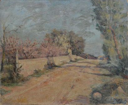 null TABLEAU MODERNE "MELICOURT H., XIXe siècle	 Chemin ensoleillé dans le Midi huile...