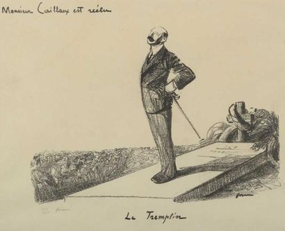 null LITHOGRAPHIE "FORAIN Jean-Louis (1852-1931) Le Tremplin, Monsieur Cailleux est...