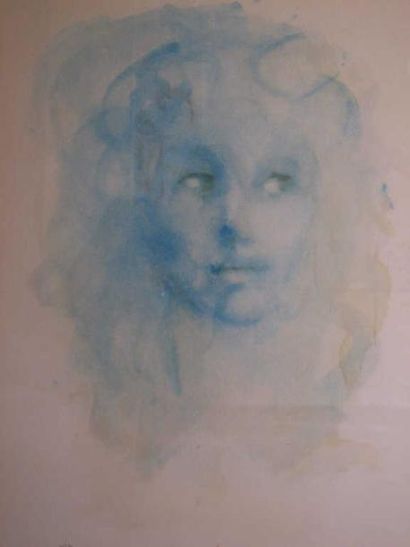 null LITHOGRAPHIE "FINI Léonor (1907-1996). ""Visage bleu"", lithographie en couleurs...