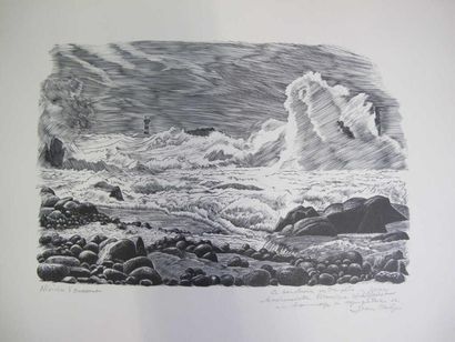 null LITHOGRAPHIE "CHIEZE Jean. Lithographie. Ouessant."