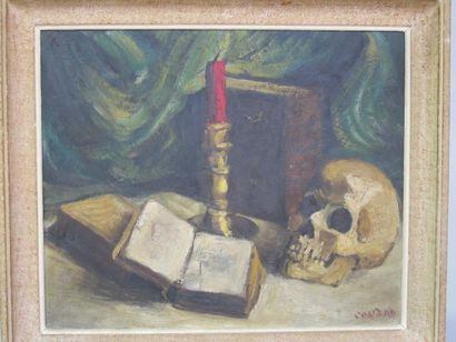 CONRAD Vanités, huile sur isorel, signée. 40 x 44 cm