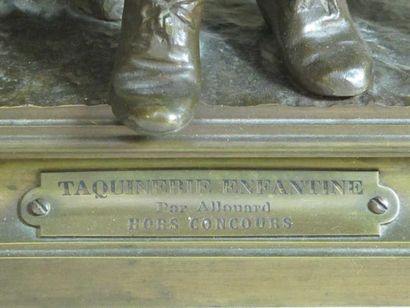 Henri Emile ALLOUARD (1844-1929) Taquinerie enfantine. Bronze patiné. Hauteur: 35...