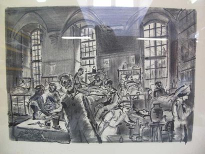 CLERGE Auguste. (1891-1963) L'hôpital Laennec, lithographie. Dim: 37 x 52 cm
