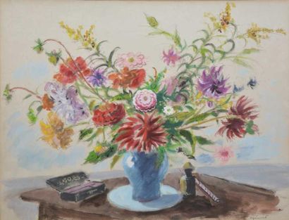 DIGNIMONT André, 1891-1965 Bouquet champêtre, gouache, signée en bas à droite (légère...