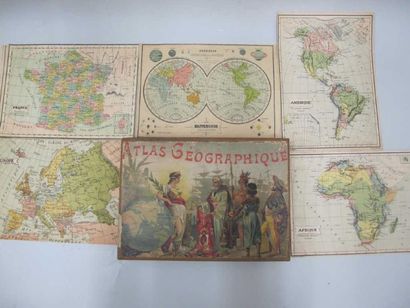 null Boite de puzzles de l'Atlas géographique par J.L Paris comprenant des cartes...
