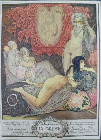 LAMBERT André (1884-1967) "Les sept péchés capitaux, la paresse", gravure. Dim: 23...
