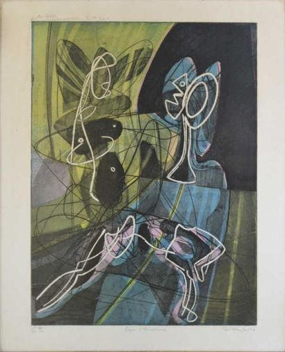 HAYTER Stanley William, 1901 - 1988 Leçon d'anatomie, 1954 Eauforte en couleurs épreuve...