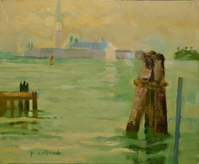 COLLOMB Paul, Né en 1921 San Giorgio, Venise Huile sur toile, signée en bas à gauche...
