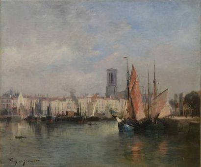 FURCY DE LAVAULT Albert, 1847 - 1915 Le port de la Rochelle Huile sur toile (bordure...