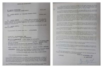 null Contrat daté du 15 février 1965 entre Bruno COQUATRIX, directeur de l'Olympia...