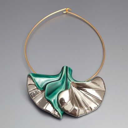 null Saglio Aiva - (années 1960 - Italie) Spectaculaire collier " Gingko " composé...