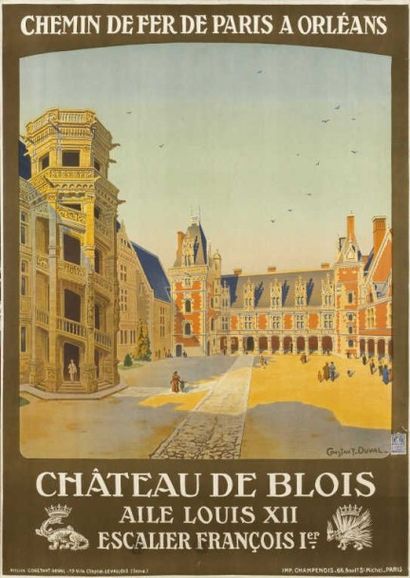 null CONSTANT- DUVAL. CHATEAU DE BLOIS imp.Champenois non entoilée 78 x 108 cm. 