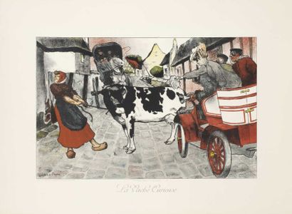 null FAURE Lucien . «LA VACHE CURIEUSE» 1903 imp. Cerf entoilée très bon état 75...