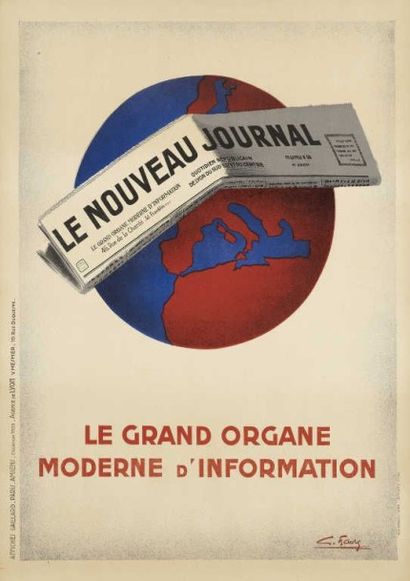 null FAVRE G.LE NOUVEAU JOURNAL aff. Gaillard entoilée très bon état 59 x 80 cm ....