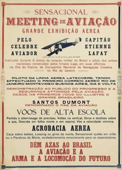 null SENSACIONAL MEETING DE AVIACAO imp. Rio de Janeiro c. 1920 entoilée bon état...
