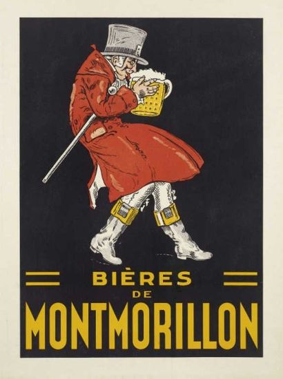 null BIERES DE MONTMORILLON entoilée état moyen (déchirure sur hauteur) 58 x 78 cm...