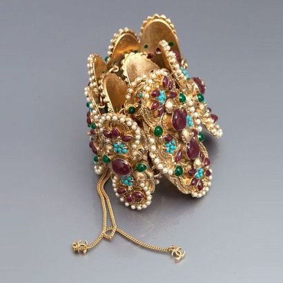 null Maison Gripoix pour Chanel - (2012) Exceptionnel collier indien en laiton doré...