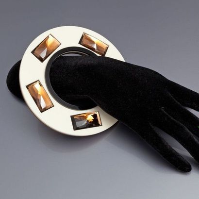 null Travail Français - (années 1980) Spectaculaire bracelet rigide double face en...