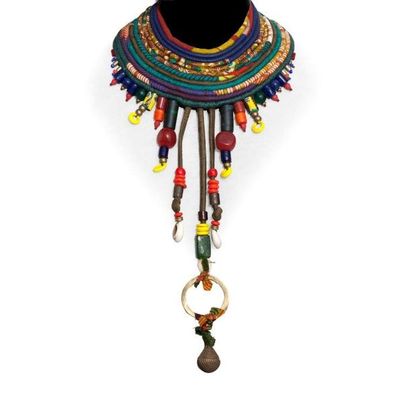 null Toubab Paris - (années 1990) Spectaculaire collier de chien Africaniste composé...