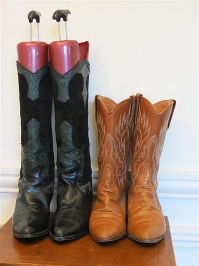 null Lot comprenant:2 paires de bottes d'inspiration texane T.37