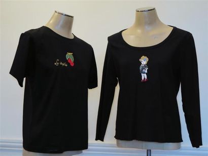 Sonia RYKIEL Lot comprenant: 2 tee shirts noir T.1