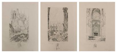 JOUAS Charles (1866-1942) Ensemble de huit gravures originales à l'eau forte, illustration...