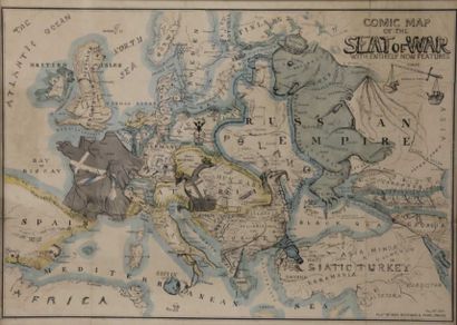 null Carte humoristique de l'Europe de 1854, présentant une vision imagée des pa...