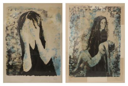 JEAN PAPAZ (1927-2004) Série "Où étais tu mon dieu?".Deux lithographies, signée,...