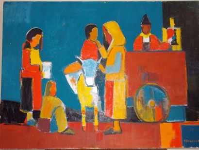 Krikorian PAKRAD (XXe) "Sur le chemin"; huile sur toile, signée, datée 1989 1m x...