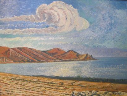 SIRAPIAN (Xxe) Lac Seran. huile sur toile, signée en bas à droite, datée 82. 60 x...