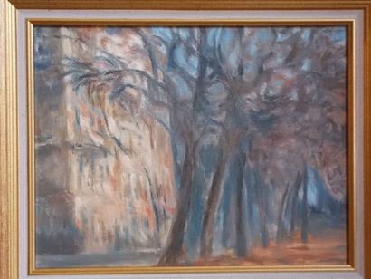 BESSON Mireille (XXe) Place Bellecour. huile sur toile, signée, datée 2007 46 cm...