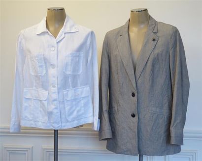Boss & Yessica Lot comprenant: 1 blaze milleraie gris T.42 et 1 chemise en lin blanc...