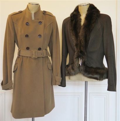 Infinitif & Mugler Lot comprenant: 1 manteau beige Infinitif lainage T.42 et 1 veste...