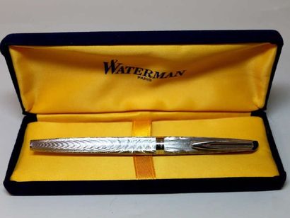 WATERMAN CF - Stylo plume à décor moiré, finition chrome, plume or massif 18 car...