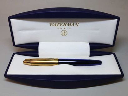 WATERMAN Stylo plume de la série EDSON en résine bleue et plaqué or - plume et entourage...