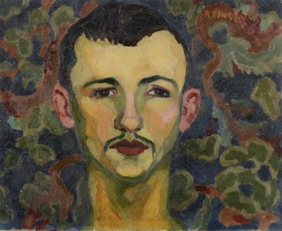 null FAVORY (1888-1937). "Portrait d'homme à la moustache". Huile sur toile, signée...