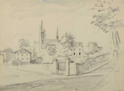 null OTHON FRIESZ (1879-1949). Lavis Paysage, signé en bas à droite. 26x36cm.
