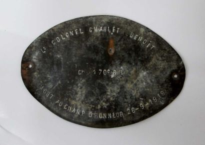 null Emouvante plaque ovale gravée au nom du Colonel CHARLET Benoit du 170ème RI...