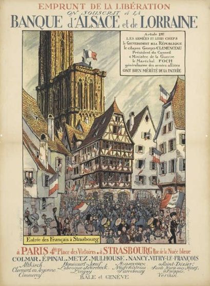 HANSI Emprunt de la libération. Entrée des Français à Strasbourg, 1917, imprimeur...