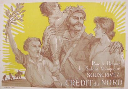 CARLU JACQUES Crédit du Nord, signé et daté 1918. 114 x 79 cm