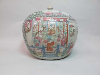 ASIE CHINE, seconde moitié du XIXe siècle Pot à gingembre couvert de forme sphérique...