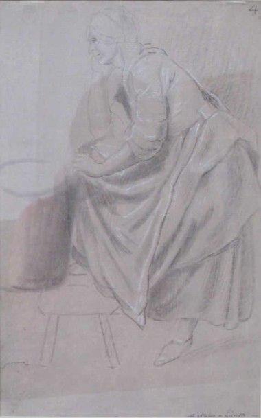null DESSIN LAIRESSE Gérard de (1641-1711): Femme de Chambre. Dessin à la mine de...