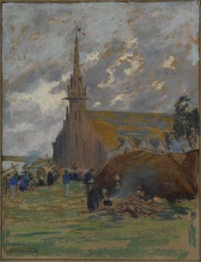 null TABLEAU MODERNE JANSSAUD Mathurin, 1857-1940 SAINTE ANNE LA PALUD pastel, signé...